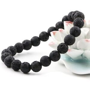 NEW Lava Rock 8mm Round Bead Boho Hippie Stretch Unisex Aromatherapy Bracelet